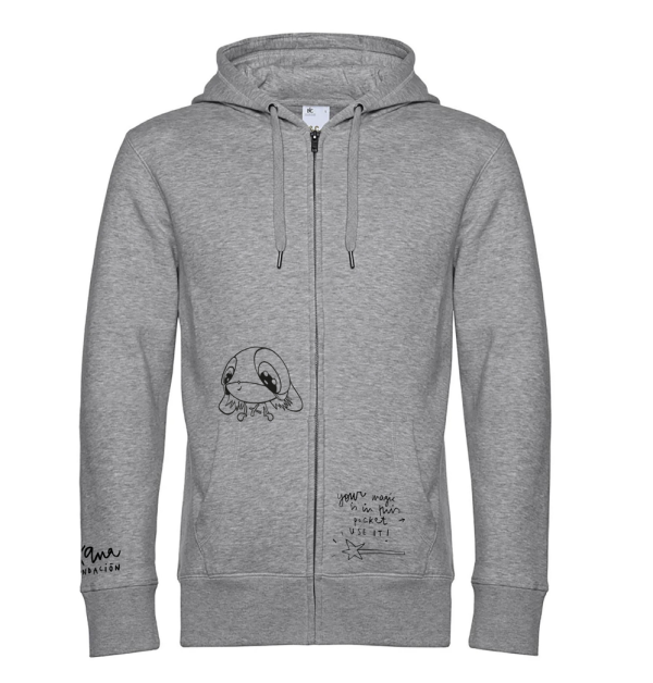 Sudadera con capucha y cremallera Xana color gris y negro